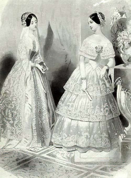 Vintage wedding dress fashions from 1846